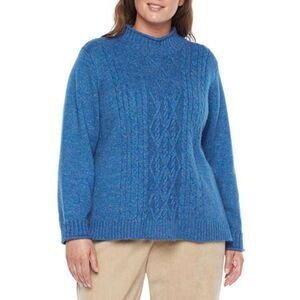 Alfred Dunner Classics Fuzzy Mock Neck Pullover Sweater - Cobalt - Size 2X